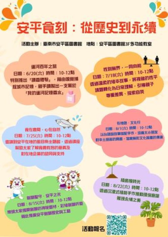 當家鄉虱目魚遇見安平劍獅！安平圖書館多元閱讀系列活動，即日起開放免費報名